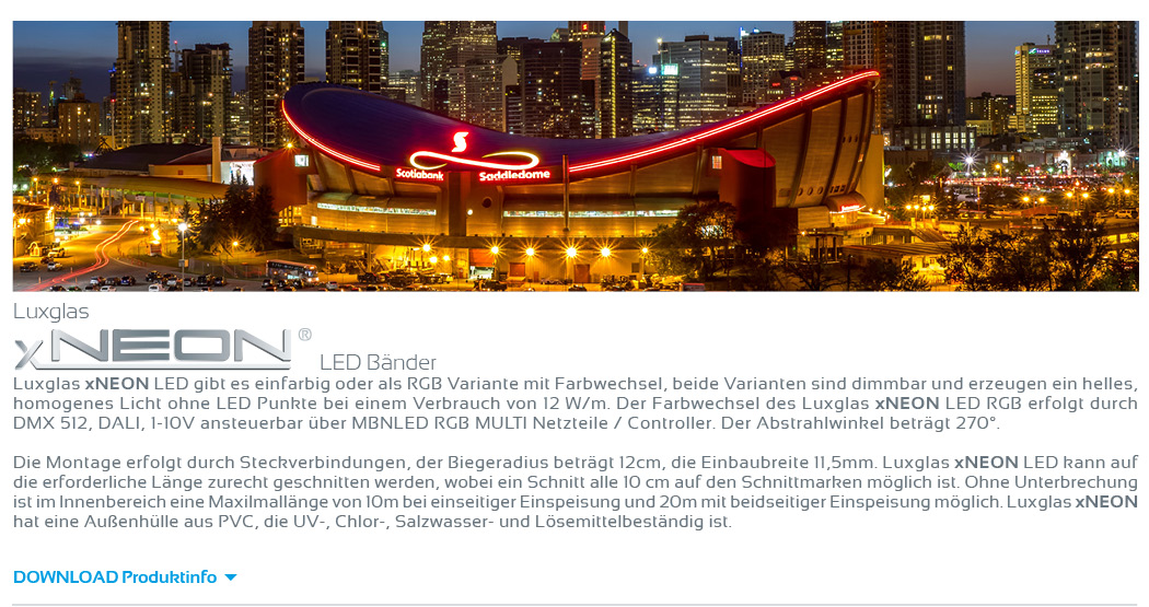 Luxglas xNEON LED Bänder, Varianten der Kabelausgänge